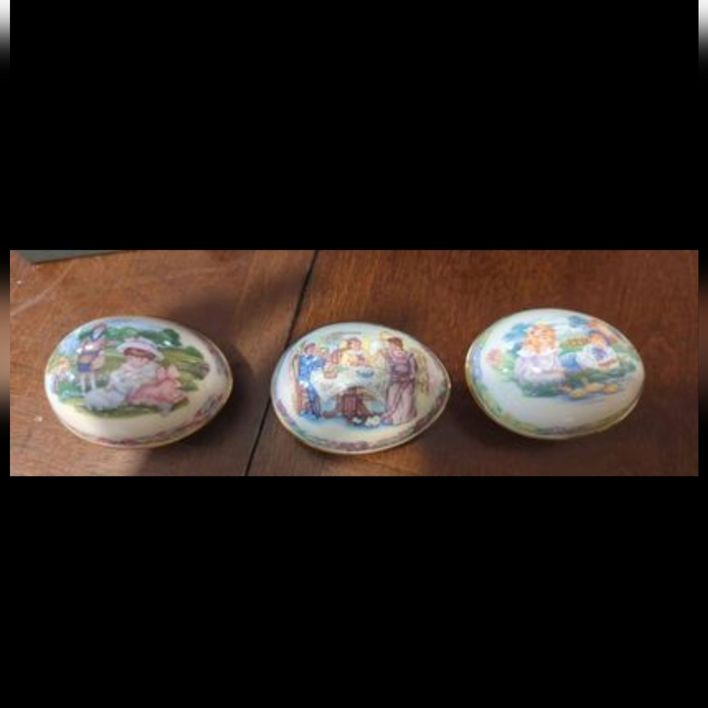 3 Lenox Easter Egg Trinket Boxes Limited Edition